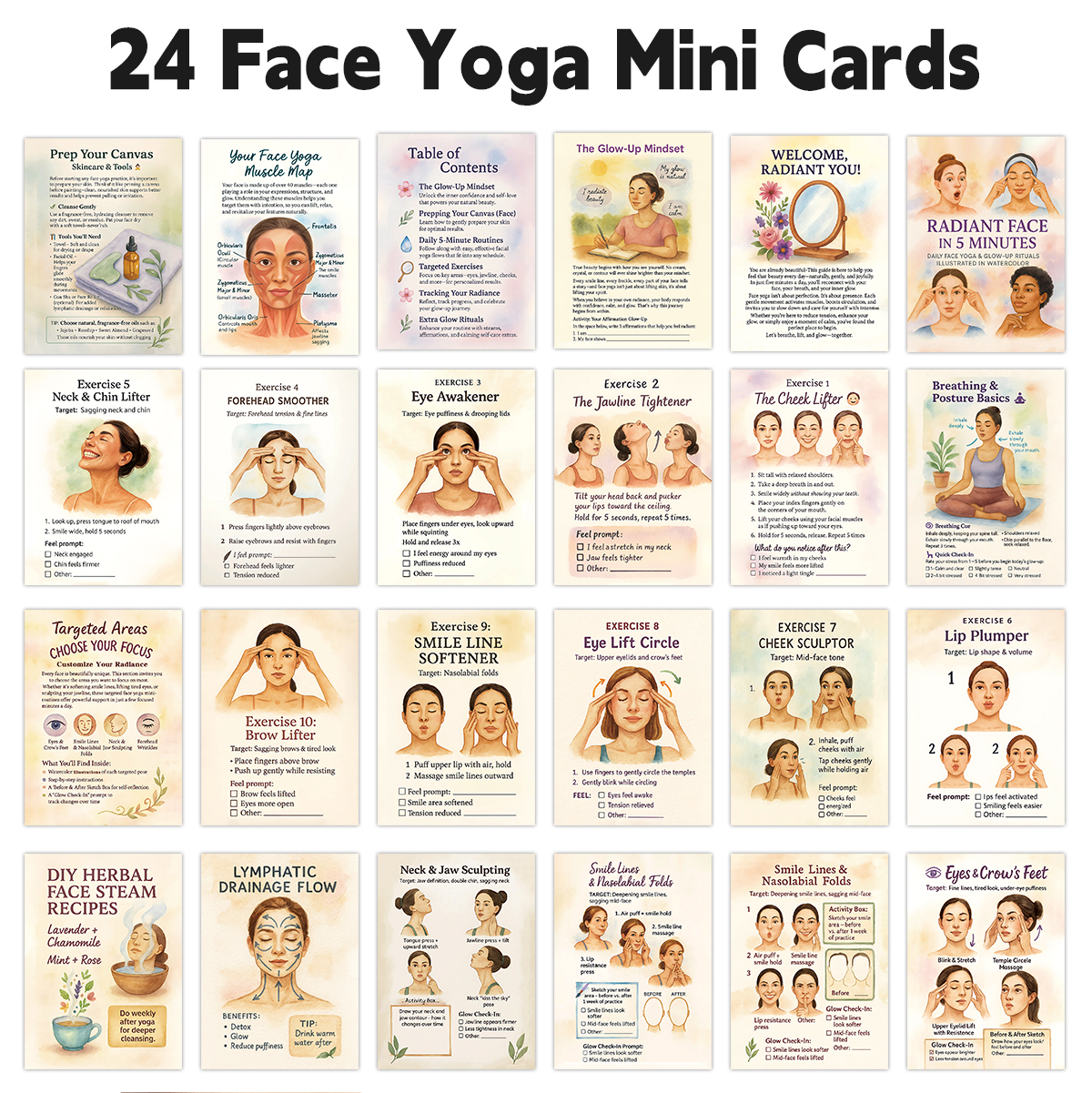 24pcs Radiant Face Yoga Cards, - Health Wellness Office recensie en prijs